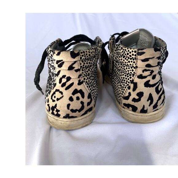 P448 Animal Print Skate Lace-Up High-Top Sneakers, EU 39, US 8.5 Leopard Cheetah - Picture 4 of 6